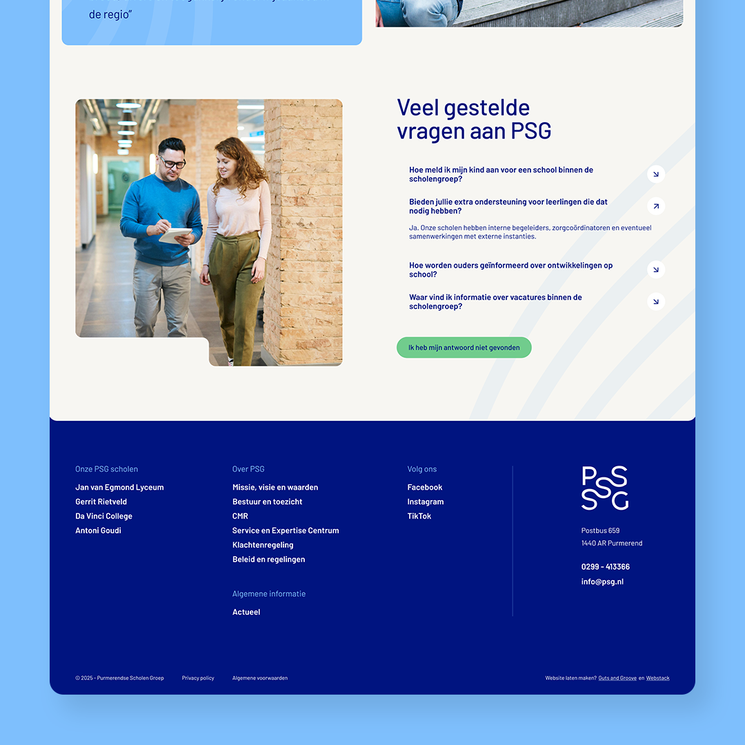 Nieuwe PSG-website met verbeterde structuur en flow.