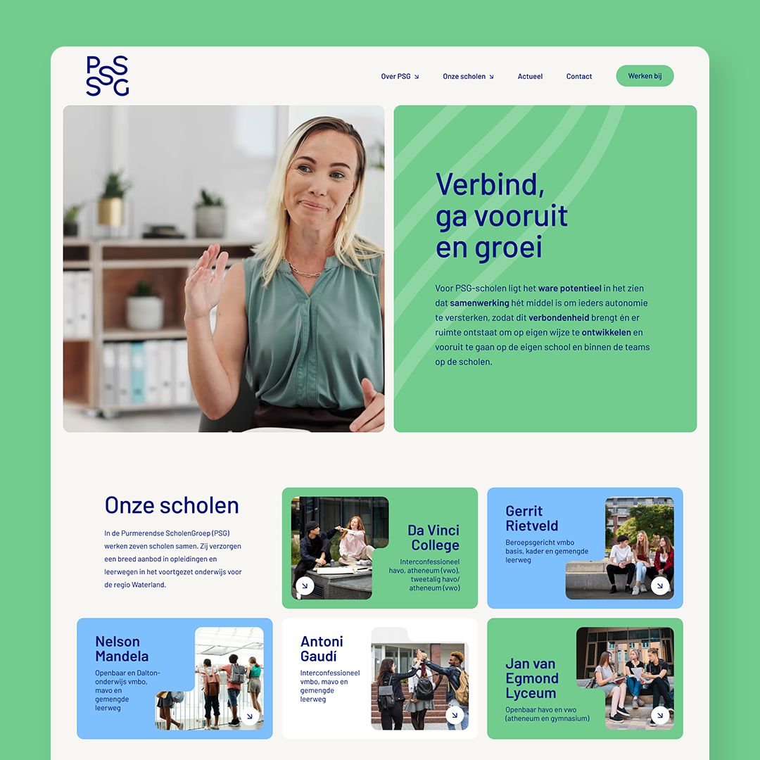 Consistente huisstijl vertaald naar een moderne online omgeving.
