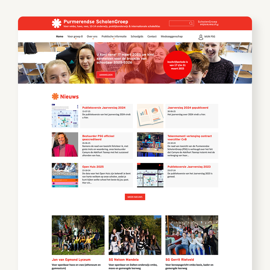 Professioneel webdesign voor onderwijsorganisatie PSG.